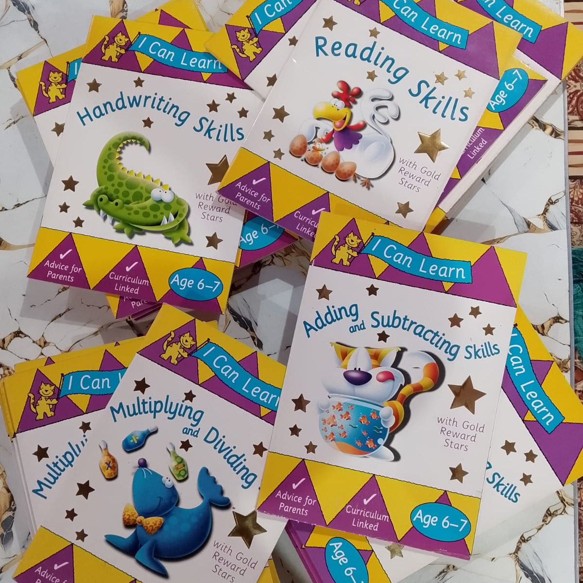 I Can Learn: Writing & Reading Books with Gold Reward Stars | Educational Workbooks for Kids Age 3–7