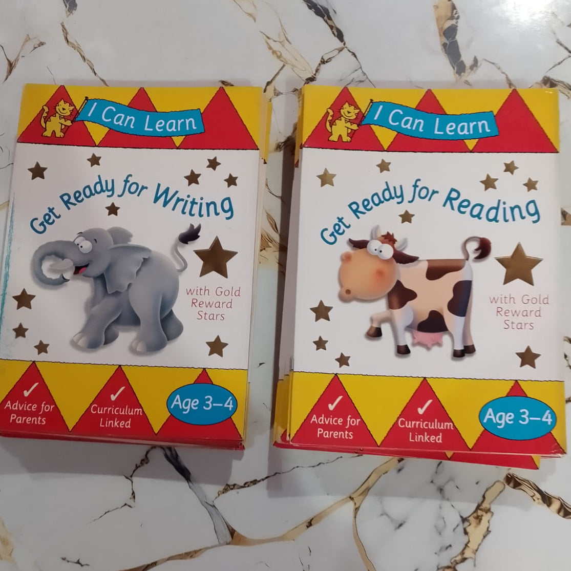 I Can Learn: Writing & Reading Books with Gold Reward Stars | Educational Workbooks for Kids Age 3–7