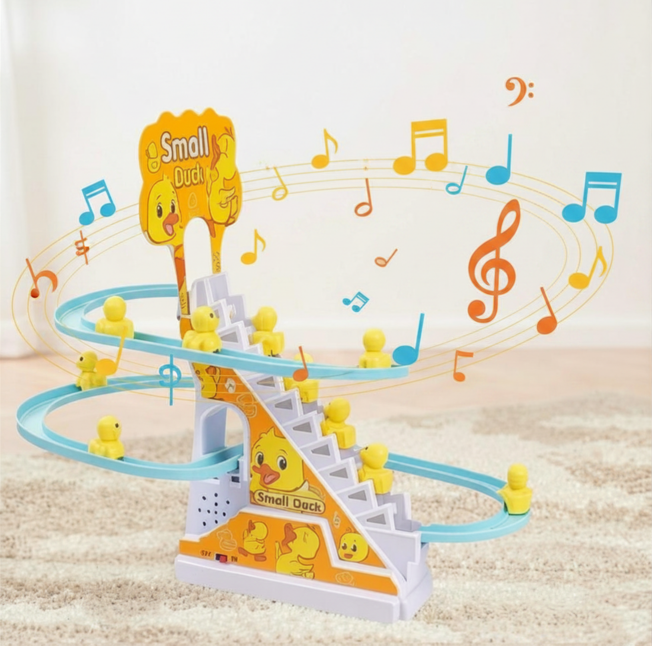Small Duck Climbing Stairs Toy | Musical Roller Coaster Track for Babies & Toddlers