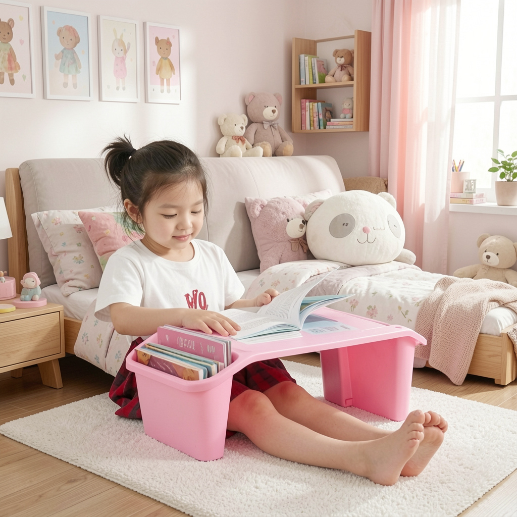 Kids Study Table with Storage | Portable Plastic Lap Desk for Children | Age 2–10