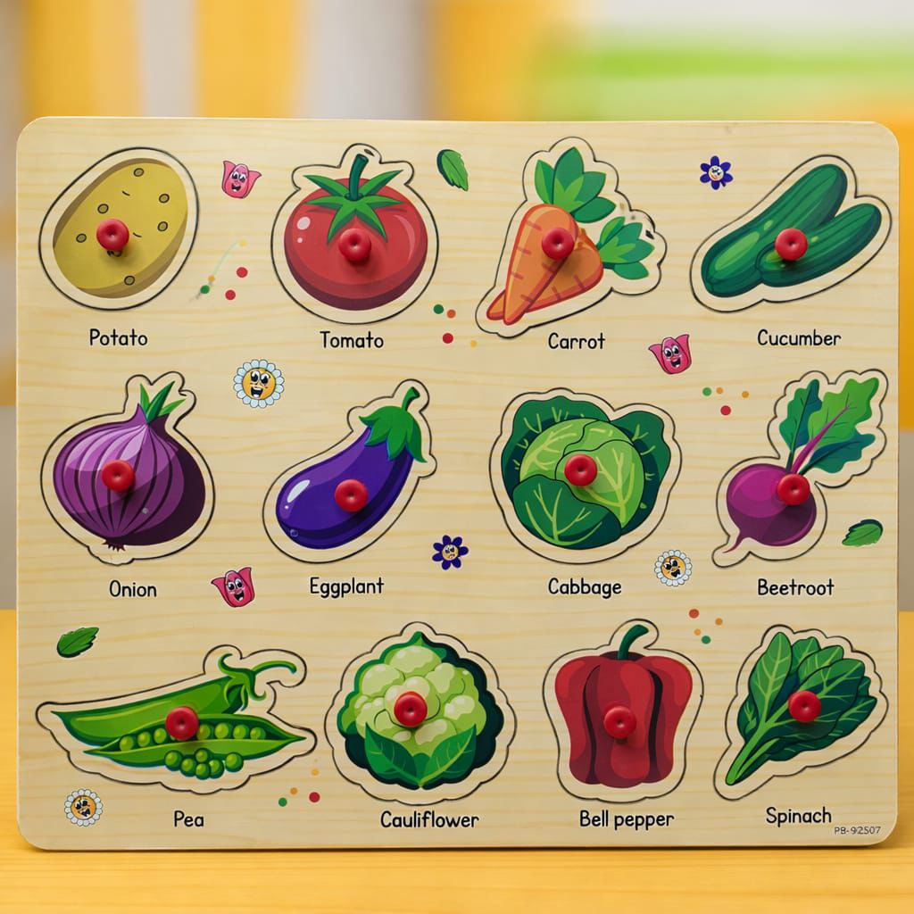 Wooden learning board with pictures