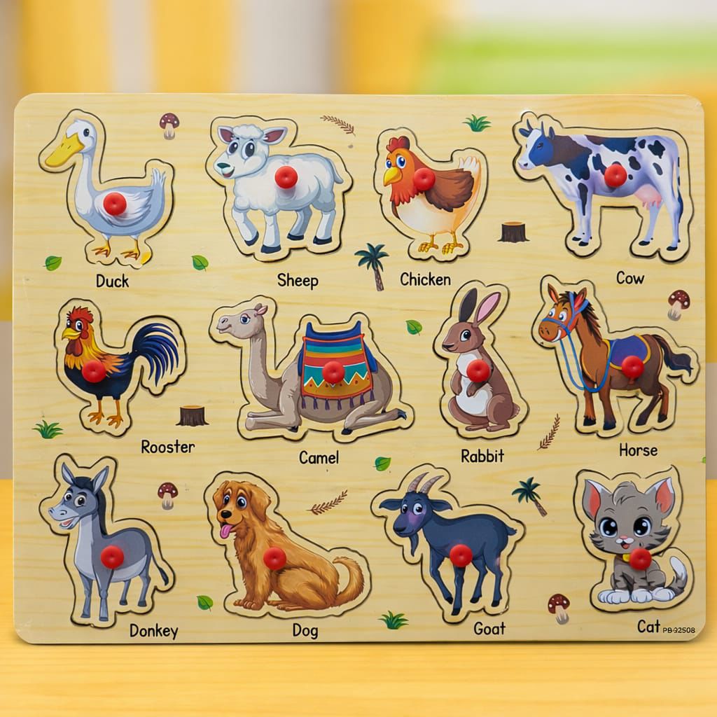 Wooden learning board with pictures