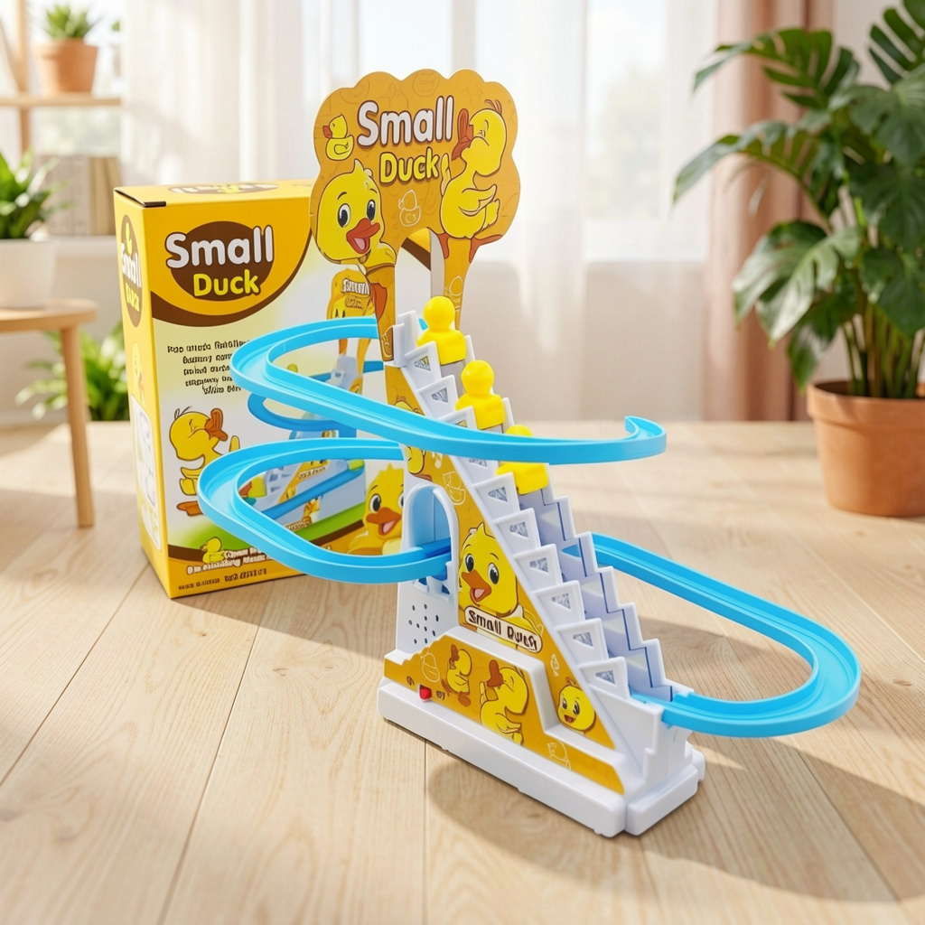Small Duck Climbing Stairs Toy | Musical Roller Coaster Track for Babies & Toddlers