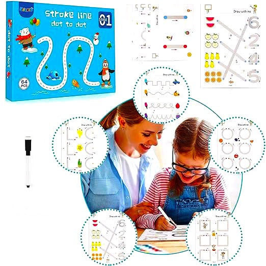 Stroke Line Dot- to Dot Tracing Book