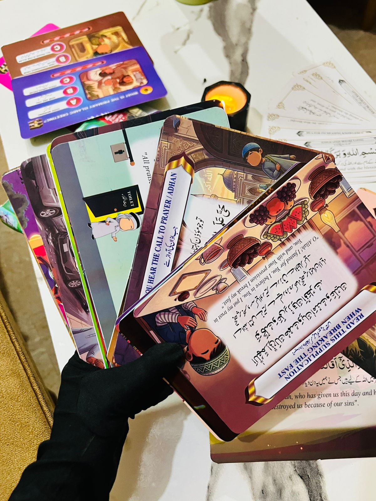 Daily Dua Islamic Flash cards with stickers